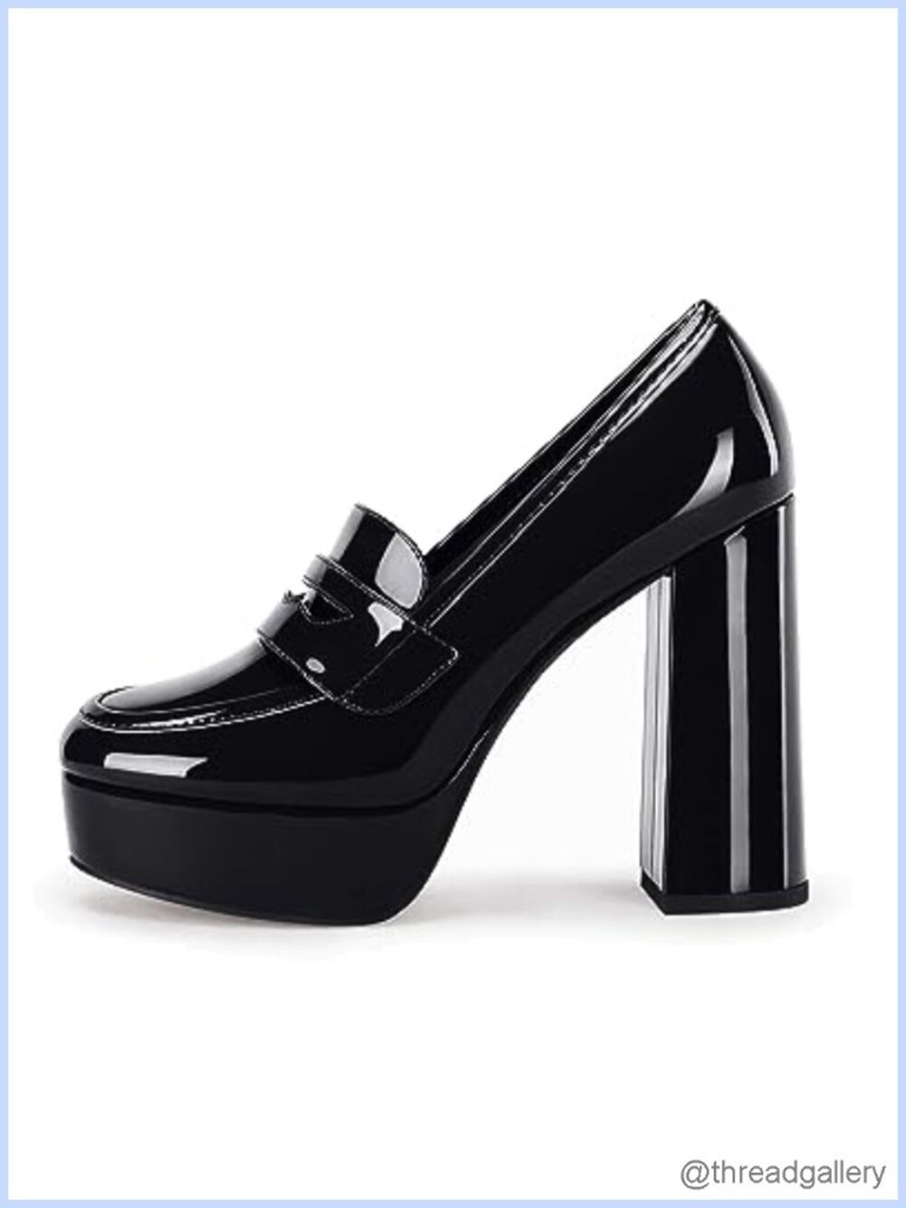Platform Heels Chunky High Heel Patent Leather Penny Loafers Work Pumps